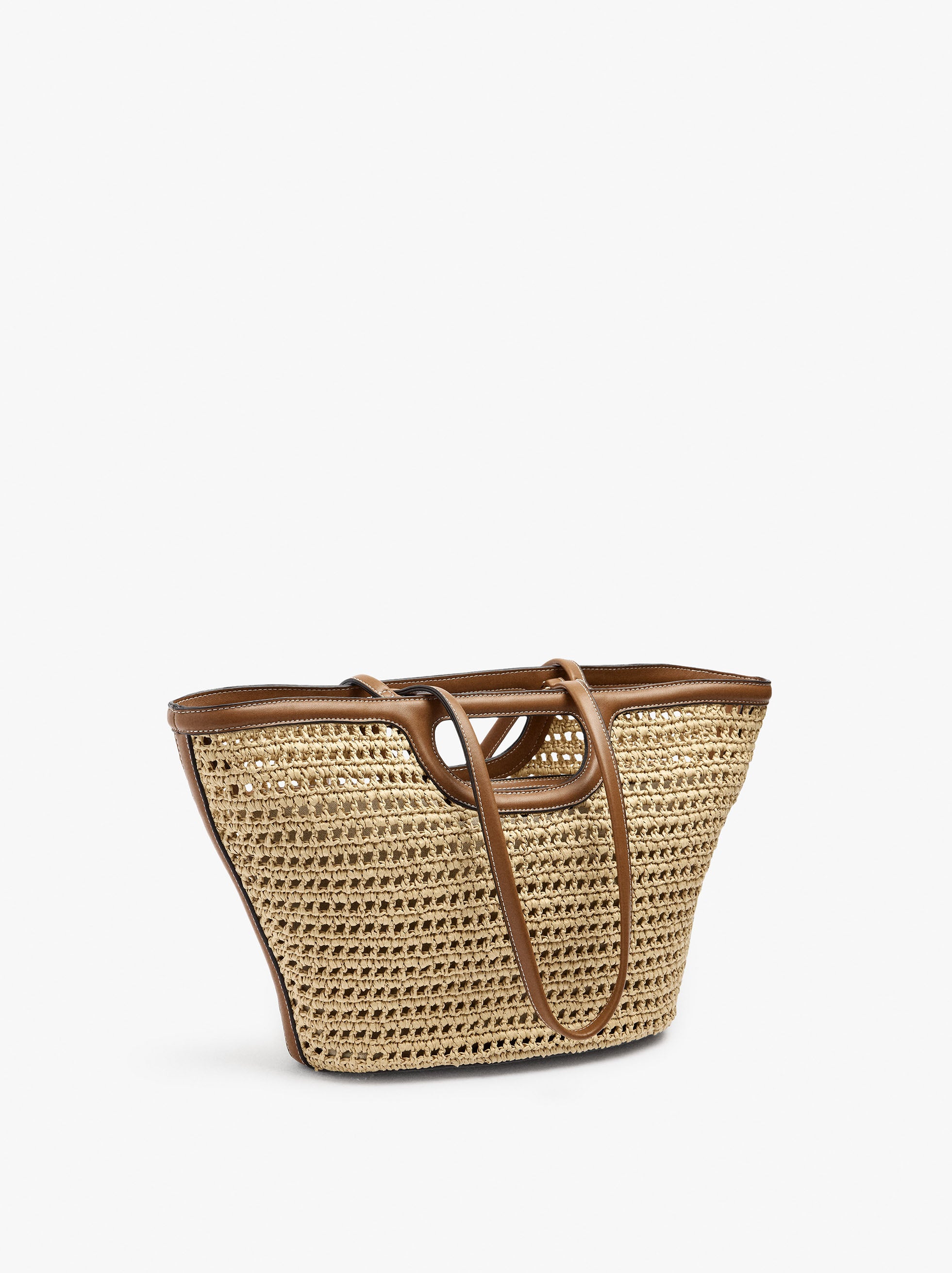 Bolso Tote Efecto Rafia Con Bolso Removible