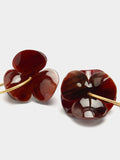 Aros Maxi Flor Doble Efecto Piedra