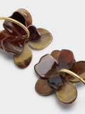 Aros Maxi Flor Doble Efecto Piedra