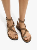 Sandalias De Piel Cruzadas Detalle Metálico