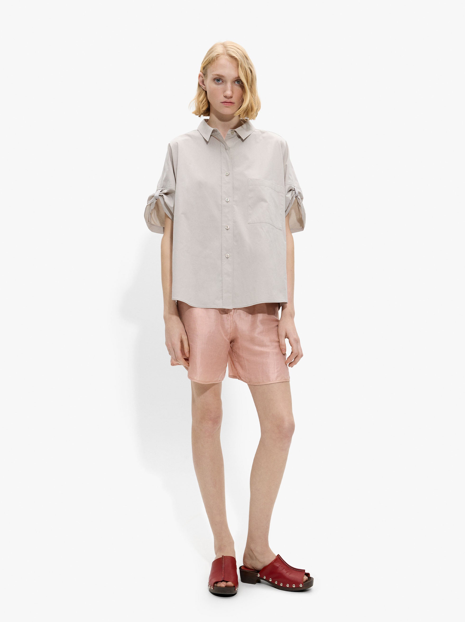 Camisa Mangas Con Dobra 100% Algodón