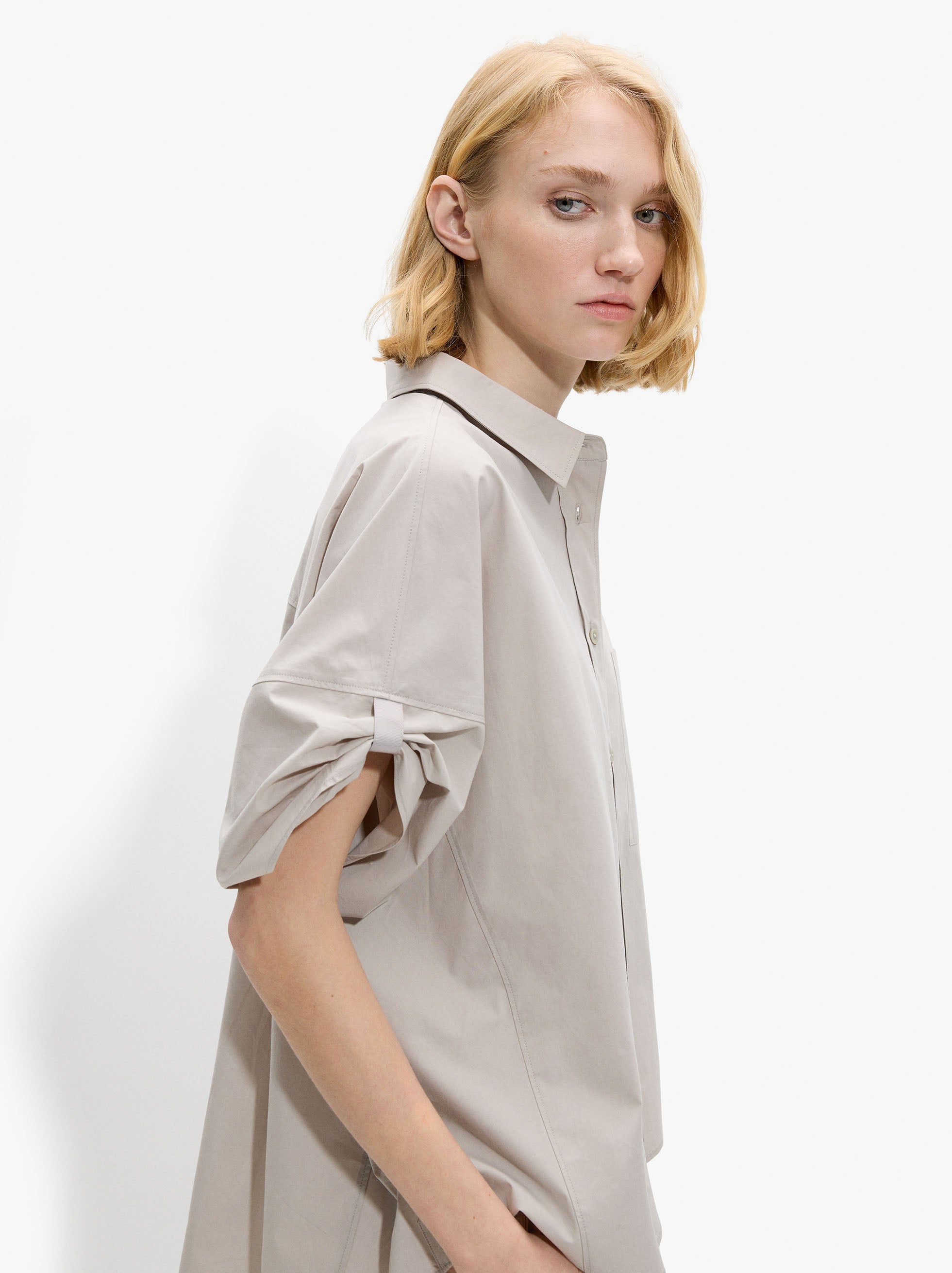 Camisa Mangas Con Dobra 100% Algodón