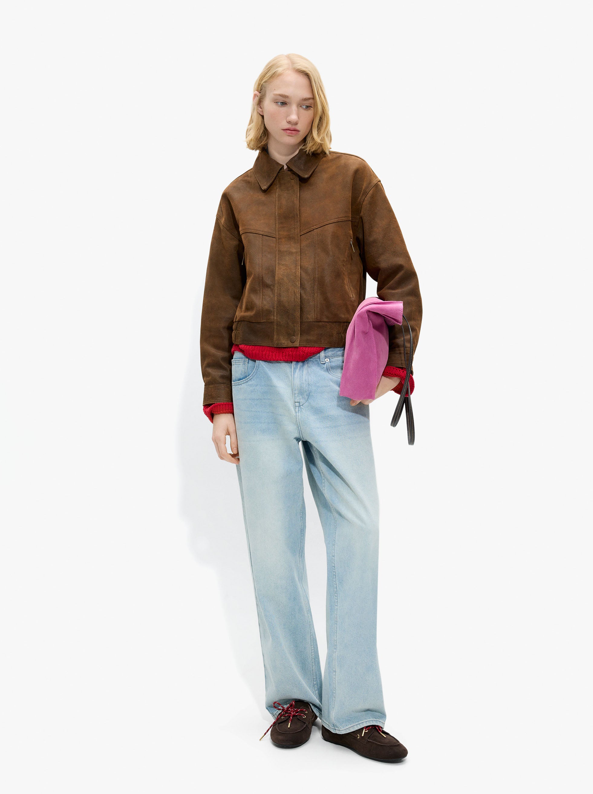 Chaqueta De Piel Efecto Desgastado