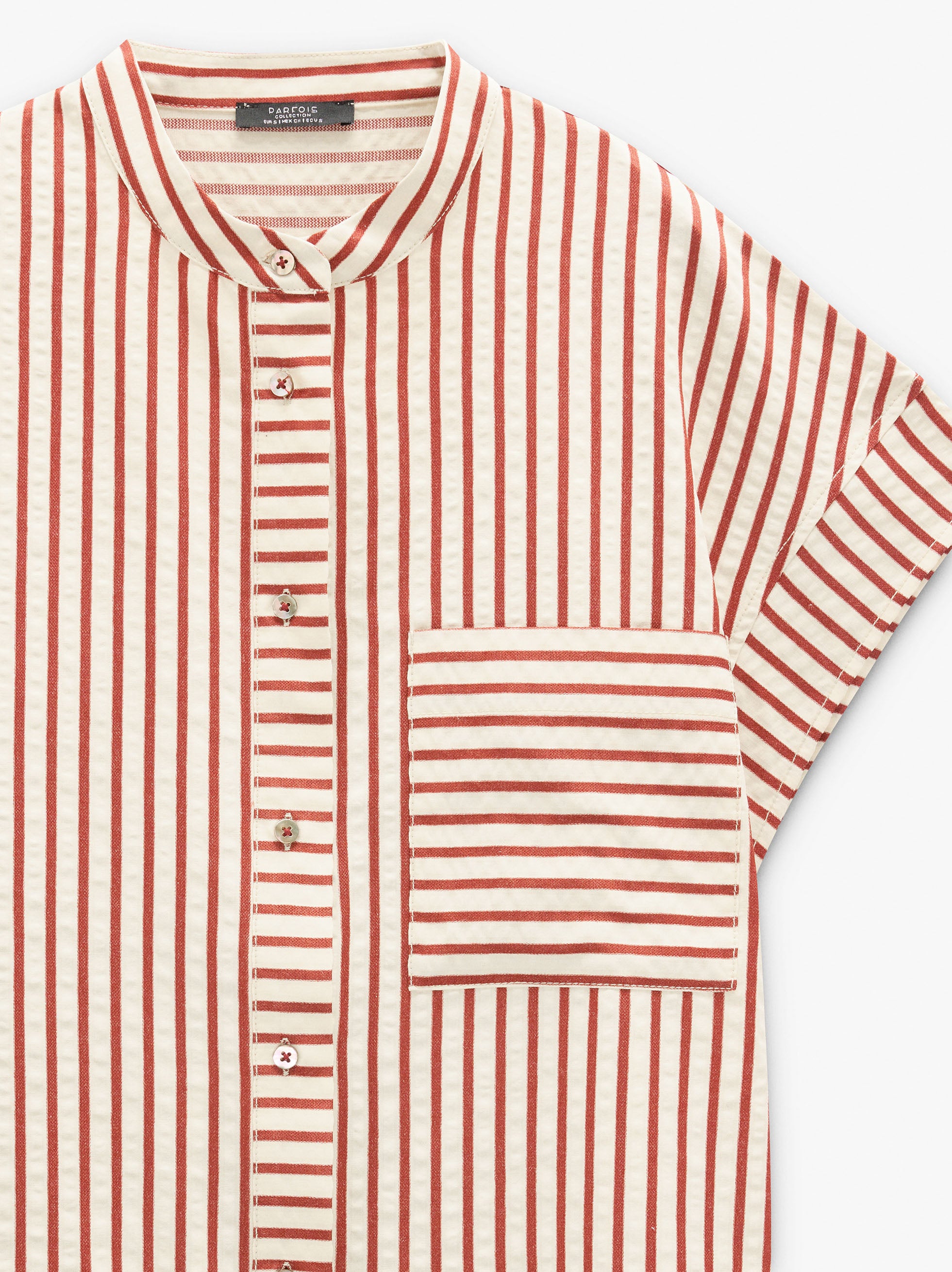 Camisa Cuello Mao A Rayas