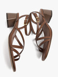 Sandalias De Tiras Con Tacón Ancho