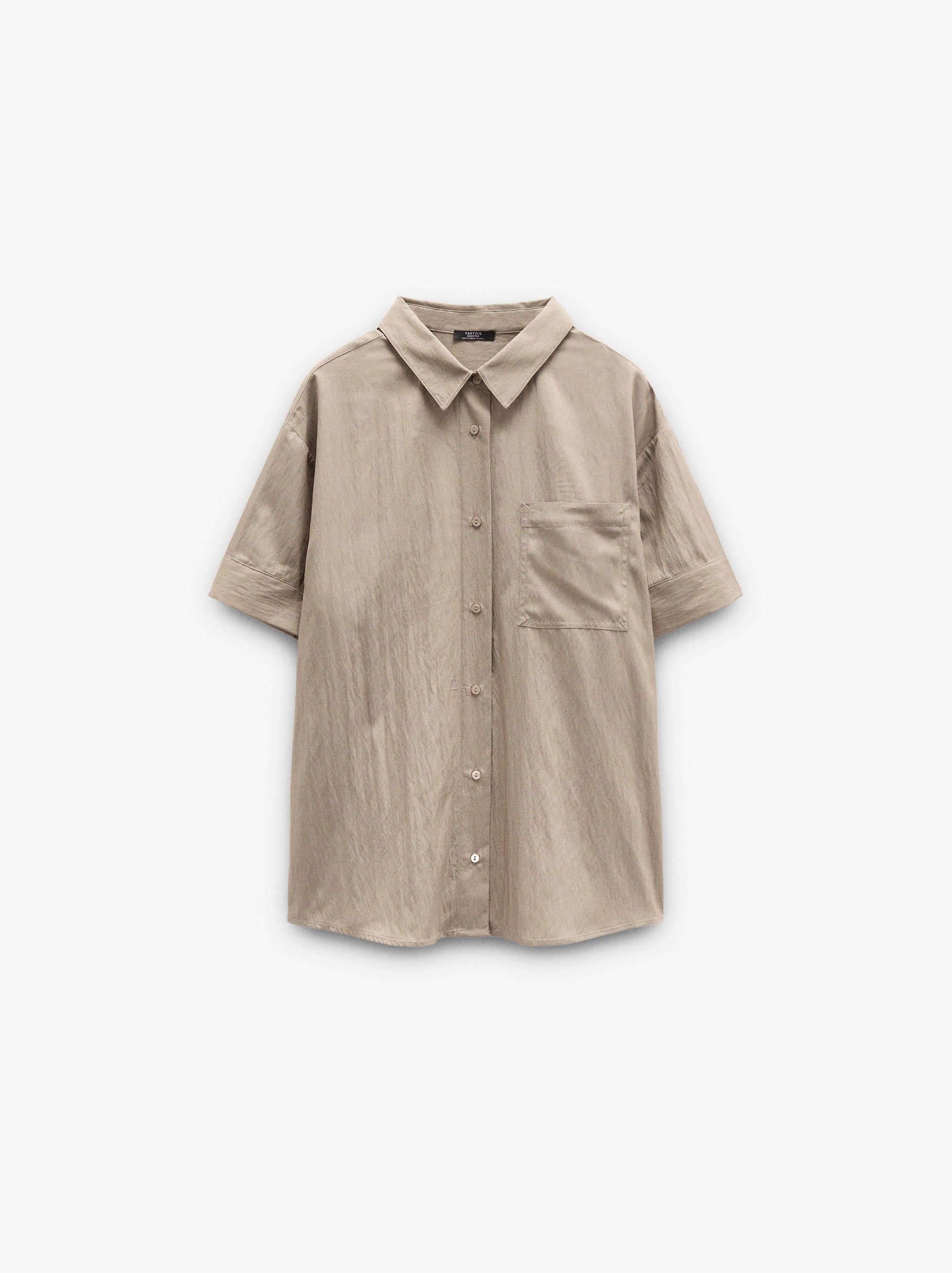 Camisa Efecto Arrugado Con Bolsillo