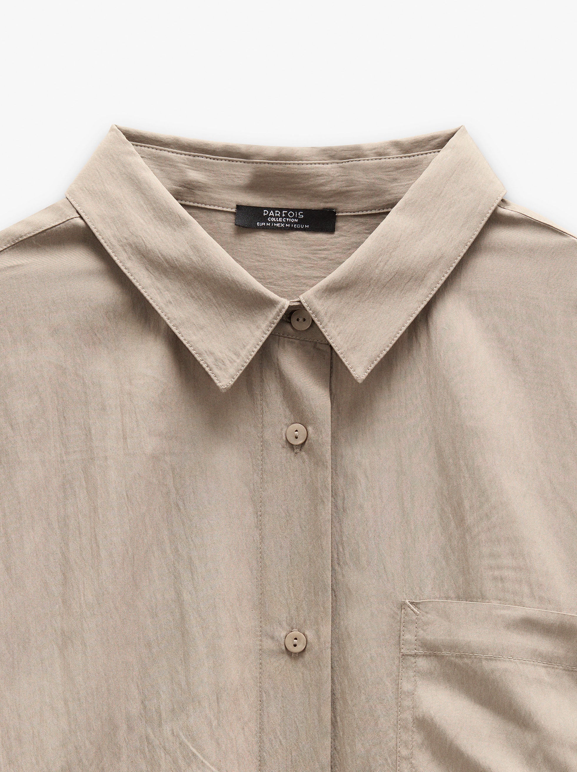 Camisa Efecto Arrugado Con Bolsillo