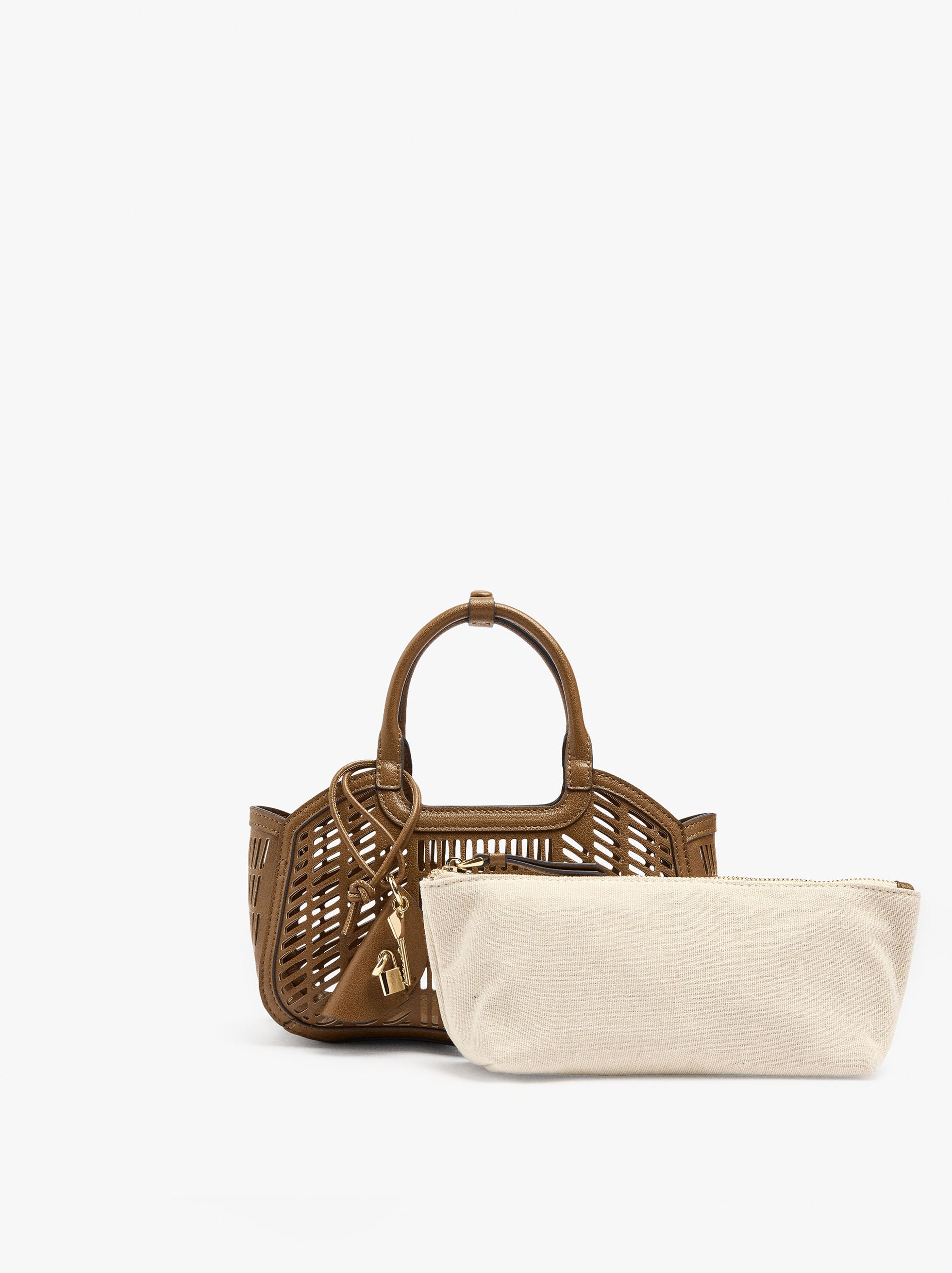 Bolso Tote Perforado Con Bolso Removible M