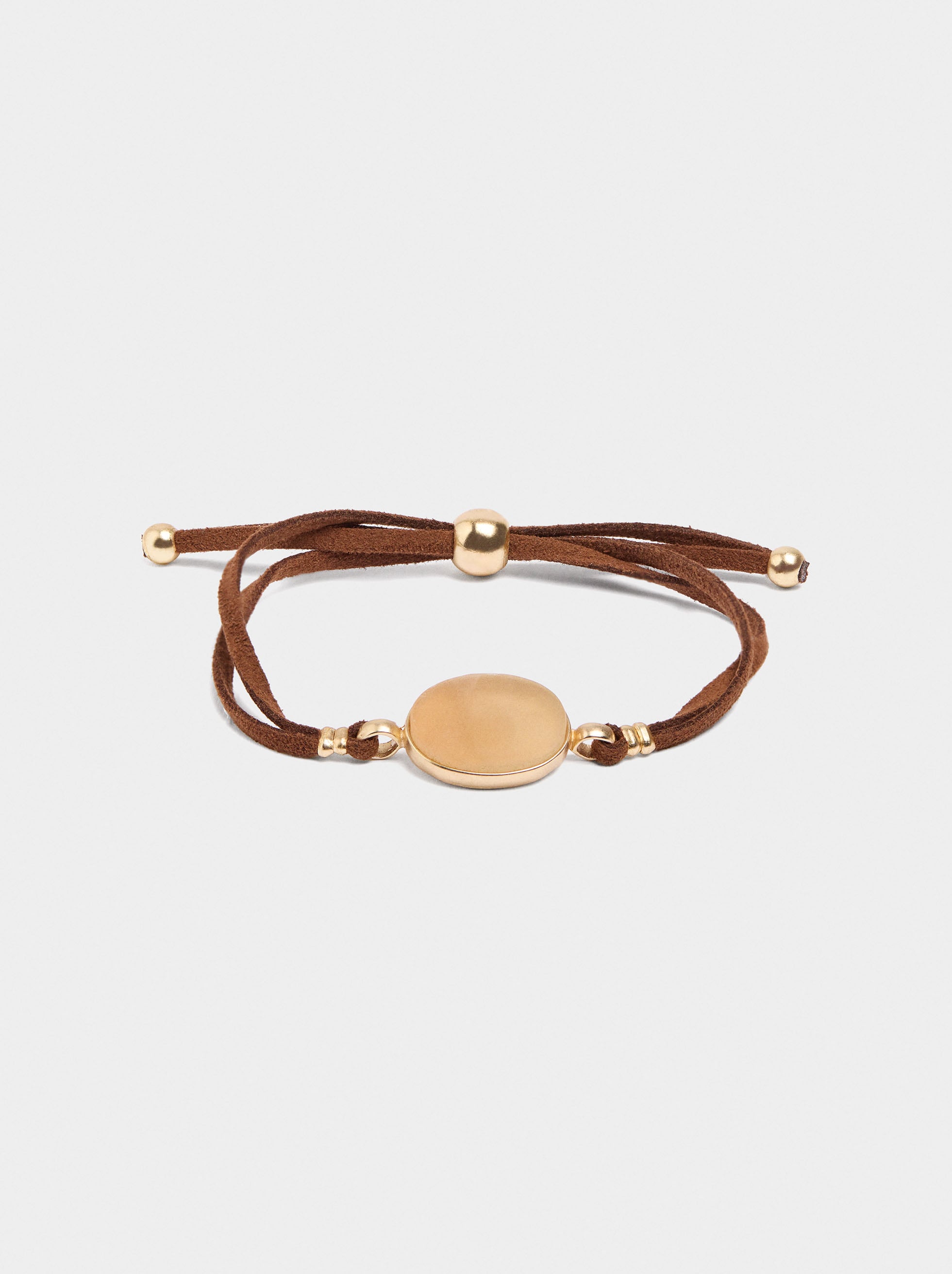 Pulsera Ajustable De Cordón De Piel Con Piedra