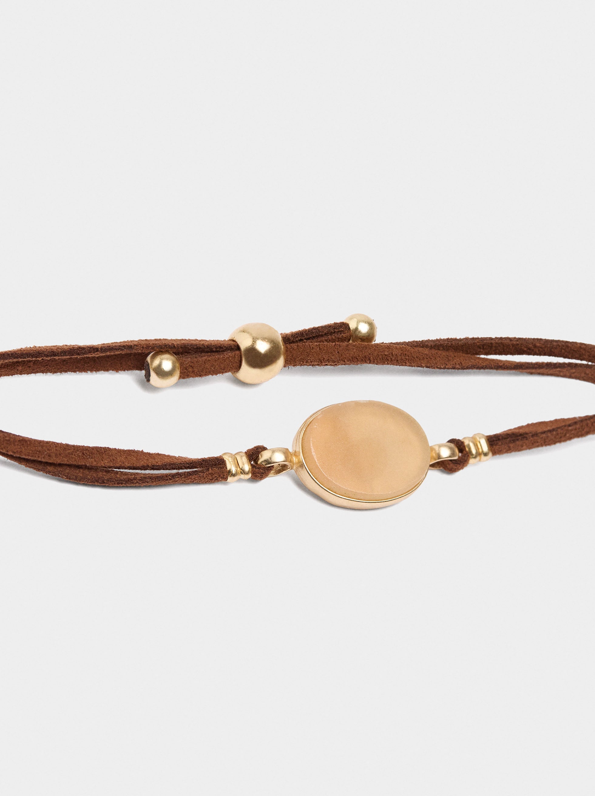 Pulsera Ajustable De Cordón De Piel Con Piedra