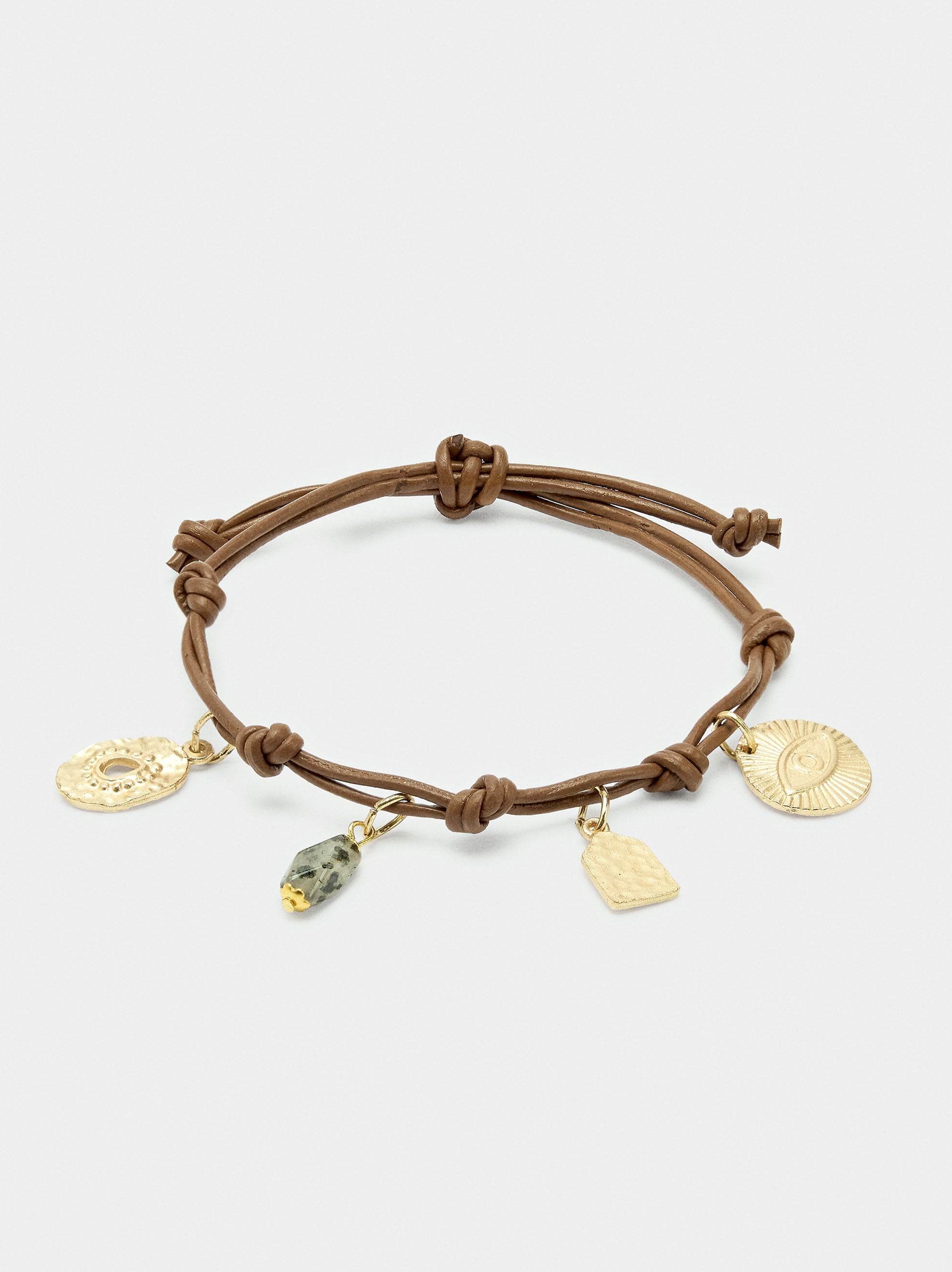 Pulsera Cordón De Piel Con Charms