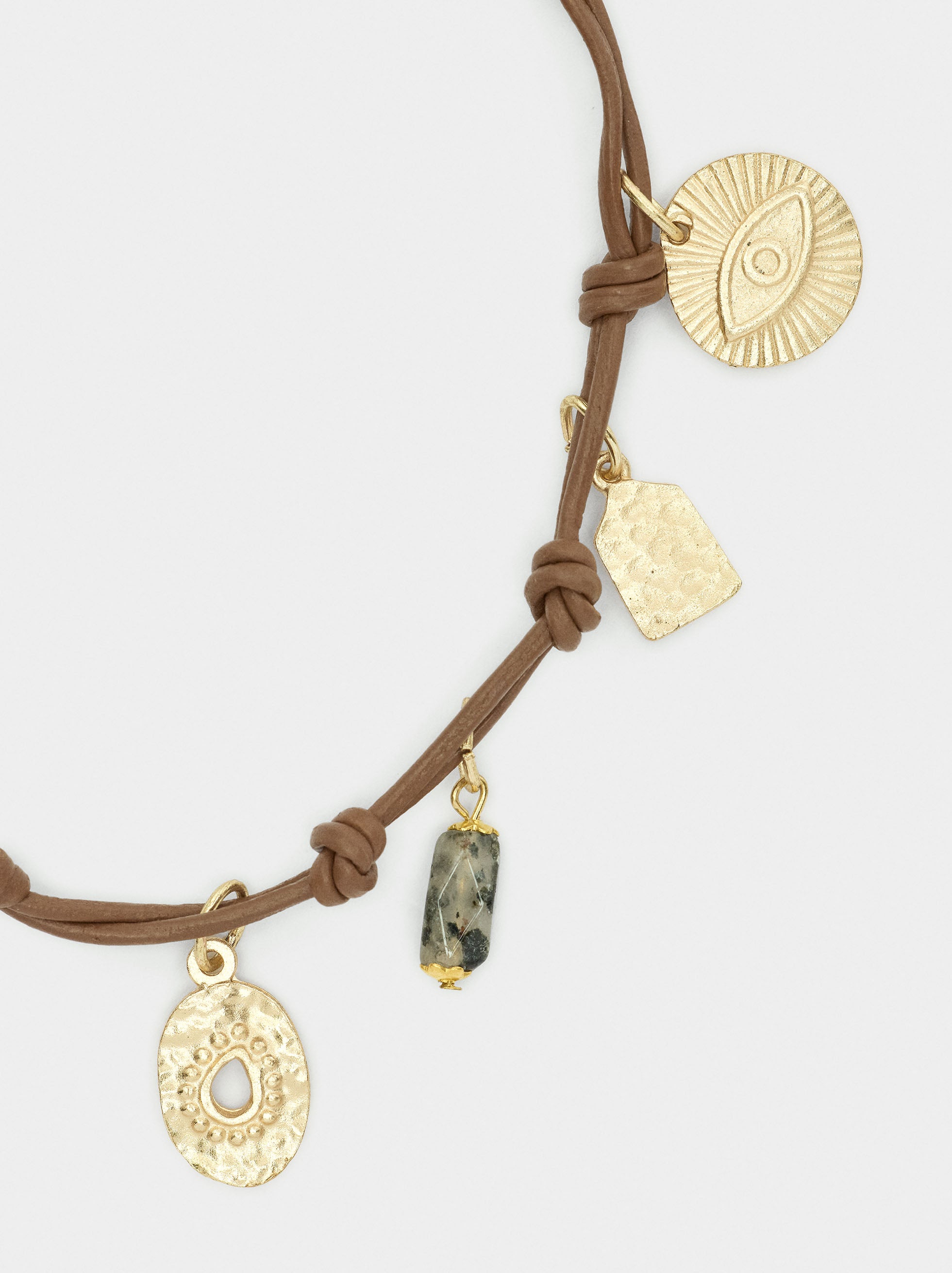 Pulsera Cordón De Piel Con Charms