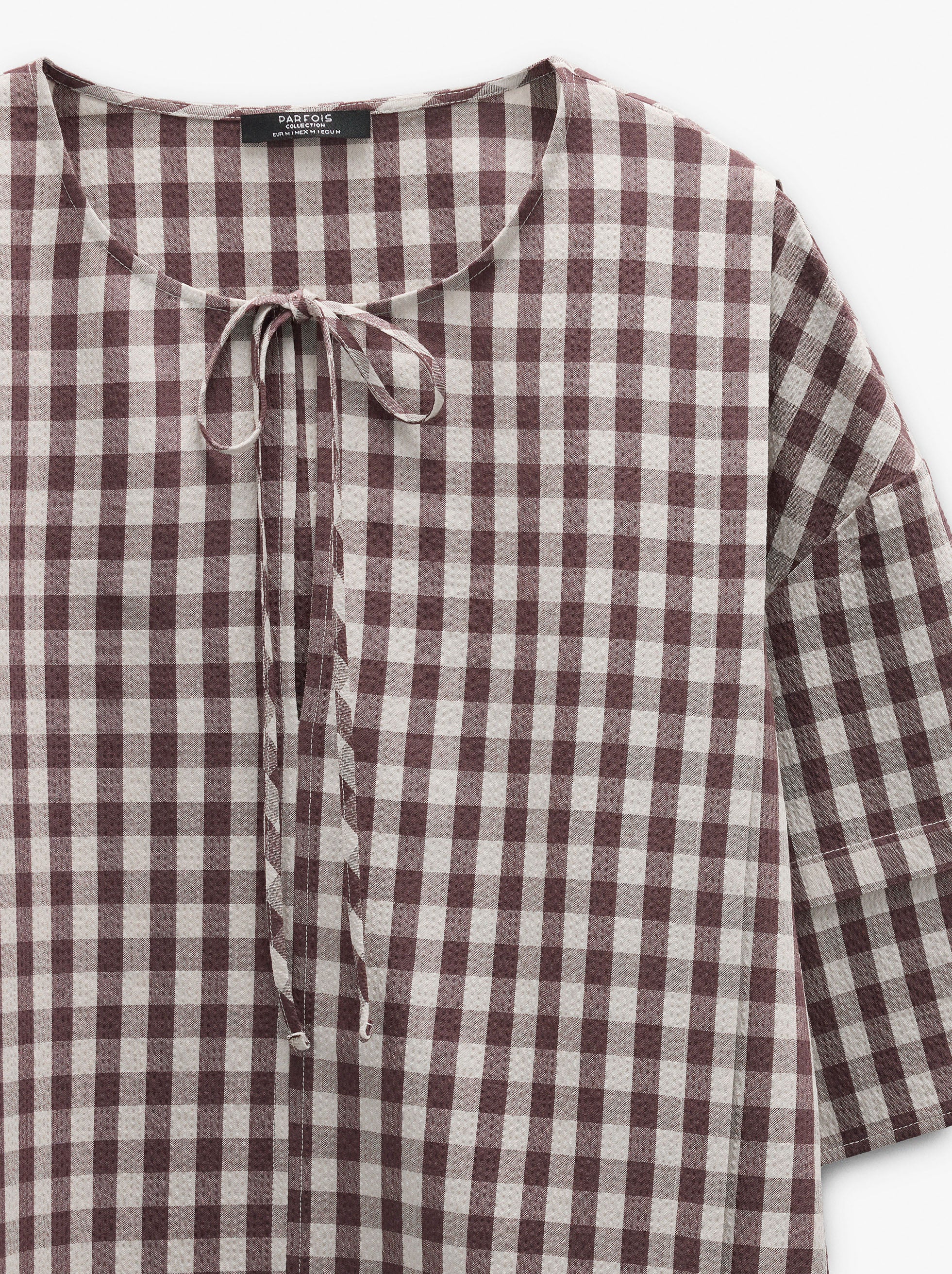 Blusa A Cuadros Vichy Con Lazo