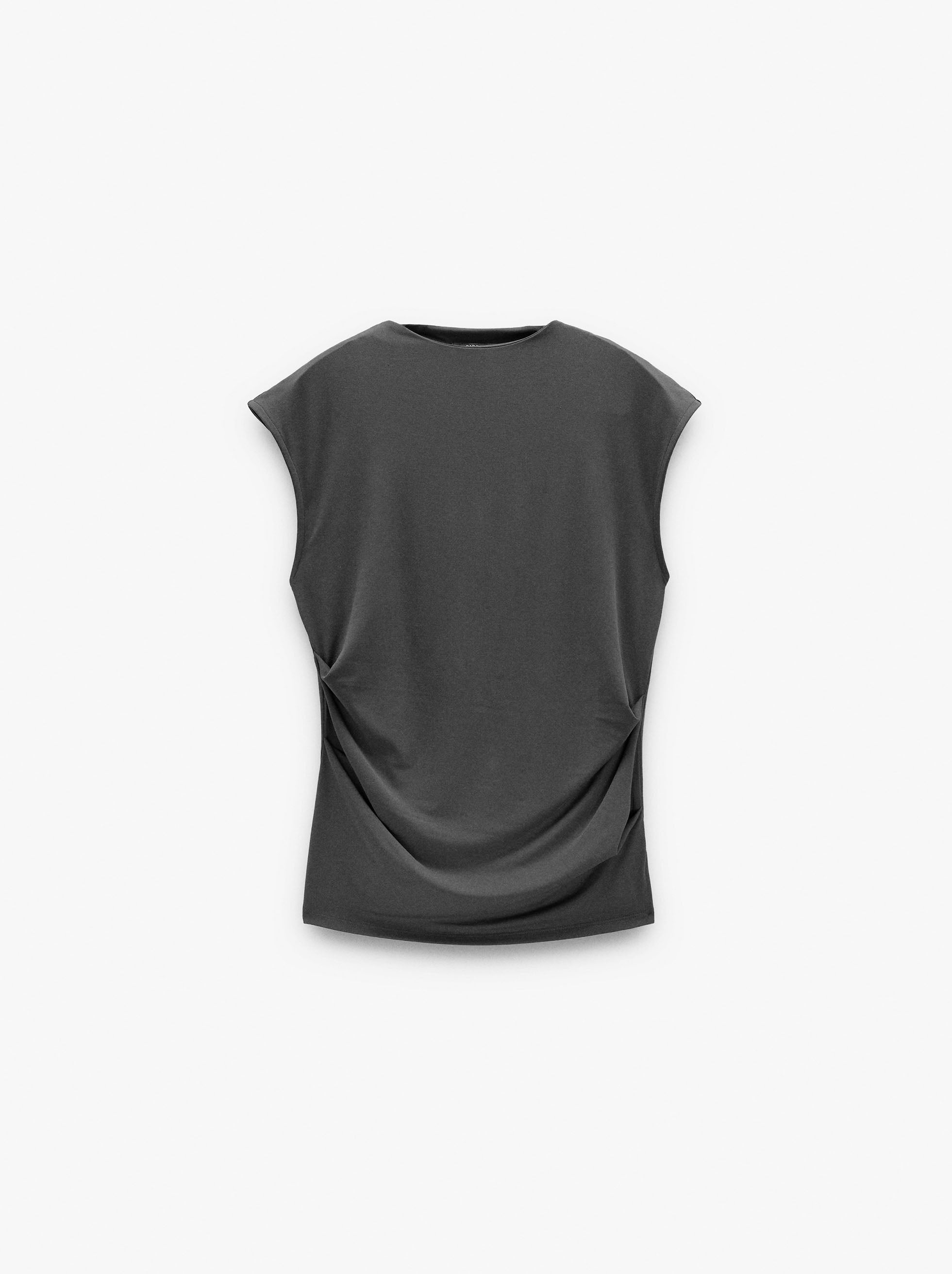 Top Liso Con Fruncidos