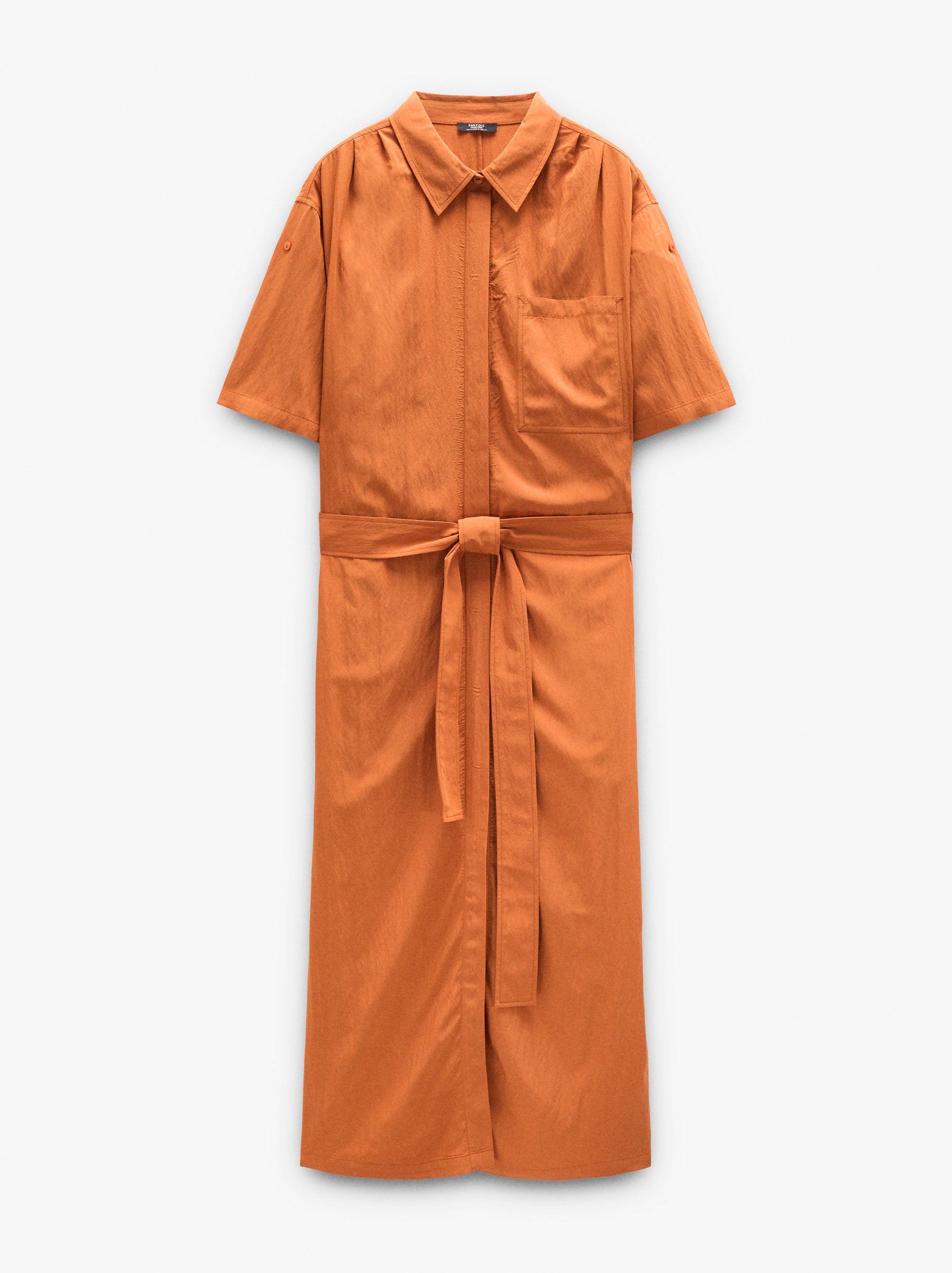 Vestido Midi Con Bolsillo Y Cinturón