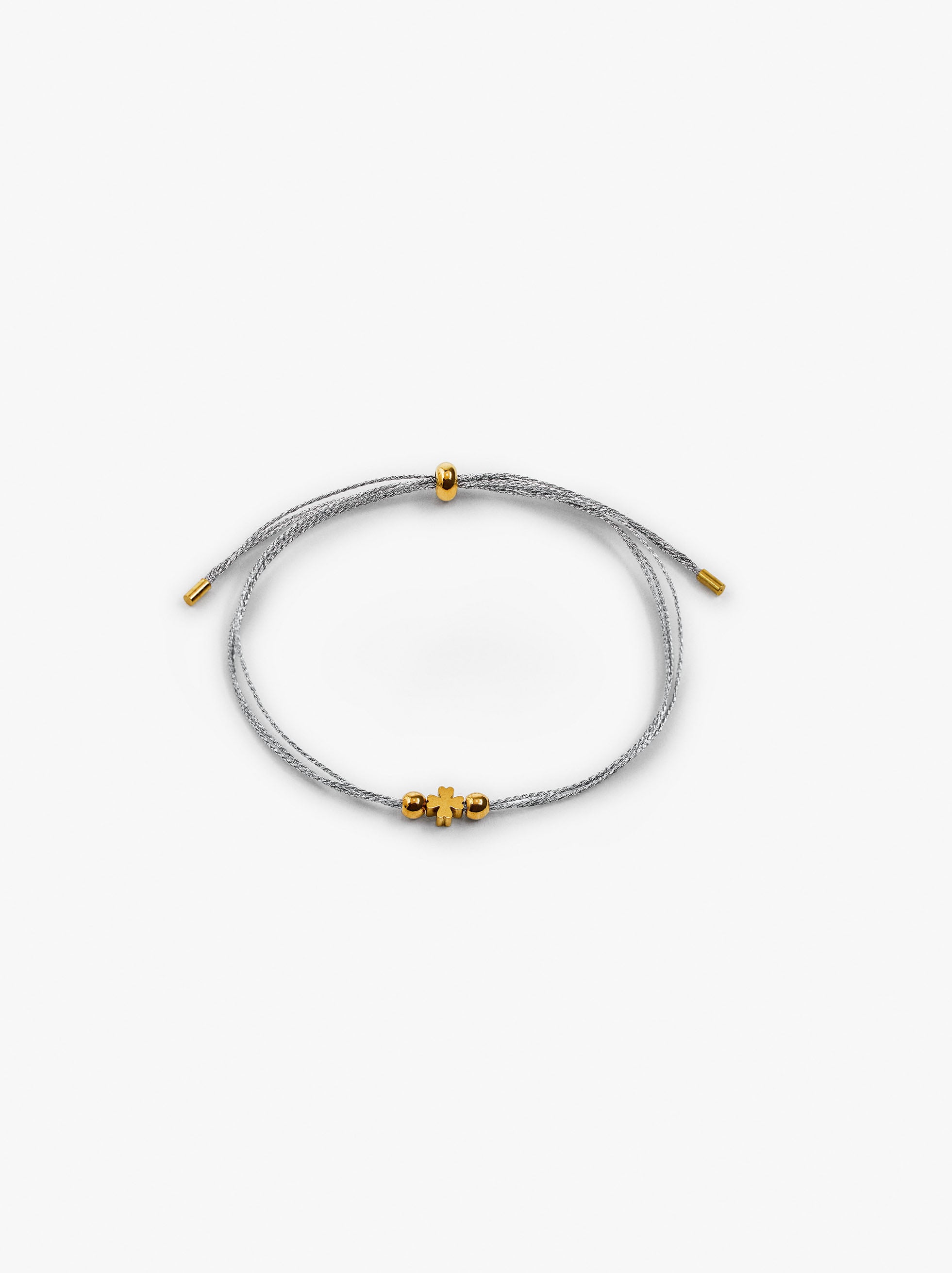 Pulsera Ajustable Bicolor Con Trébol - Acero Inoxidable