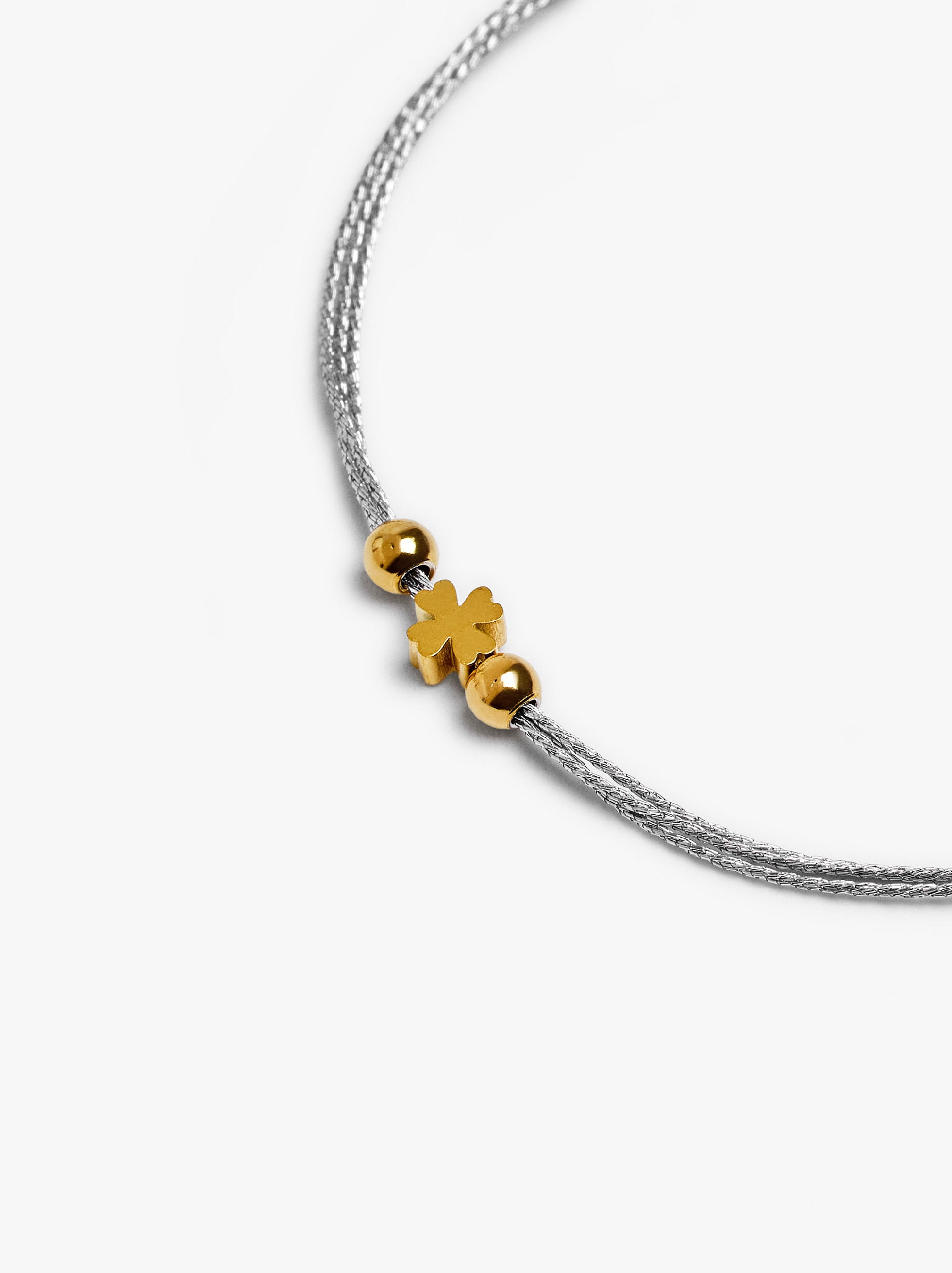 Pulsera Ajustable Bicolor Con Trébol - Acero Inoxidable