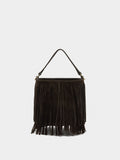 Bolso De Hombro De Piel Con Flecos