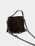 Bolso De Hombro De Piel Con Flecos