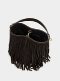Bolso De Hombro De Piel Con Flecos