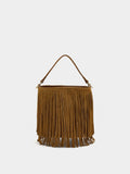 Bolso De Hombro De Piel Con Flecos