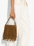 Bolso De Hombro De Piel Con Flecos