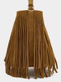 Bolso De Hombro De Piel Con Flecos