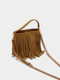 Bolso De Hombro De Piel Con Flecos