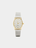 Reloj Oval Bicolor Con Punto Metálico De Acero Inoxidable