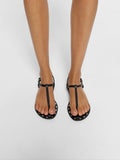 Sandalias Planas De Piel Borde Con Tachuelas