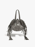 Bolso Bombonera Con Tachuelas Y Flecos Laterales
