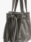 Bolso Bombonera Con Tachuelas Y Flecos Laterales