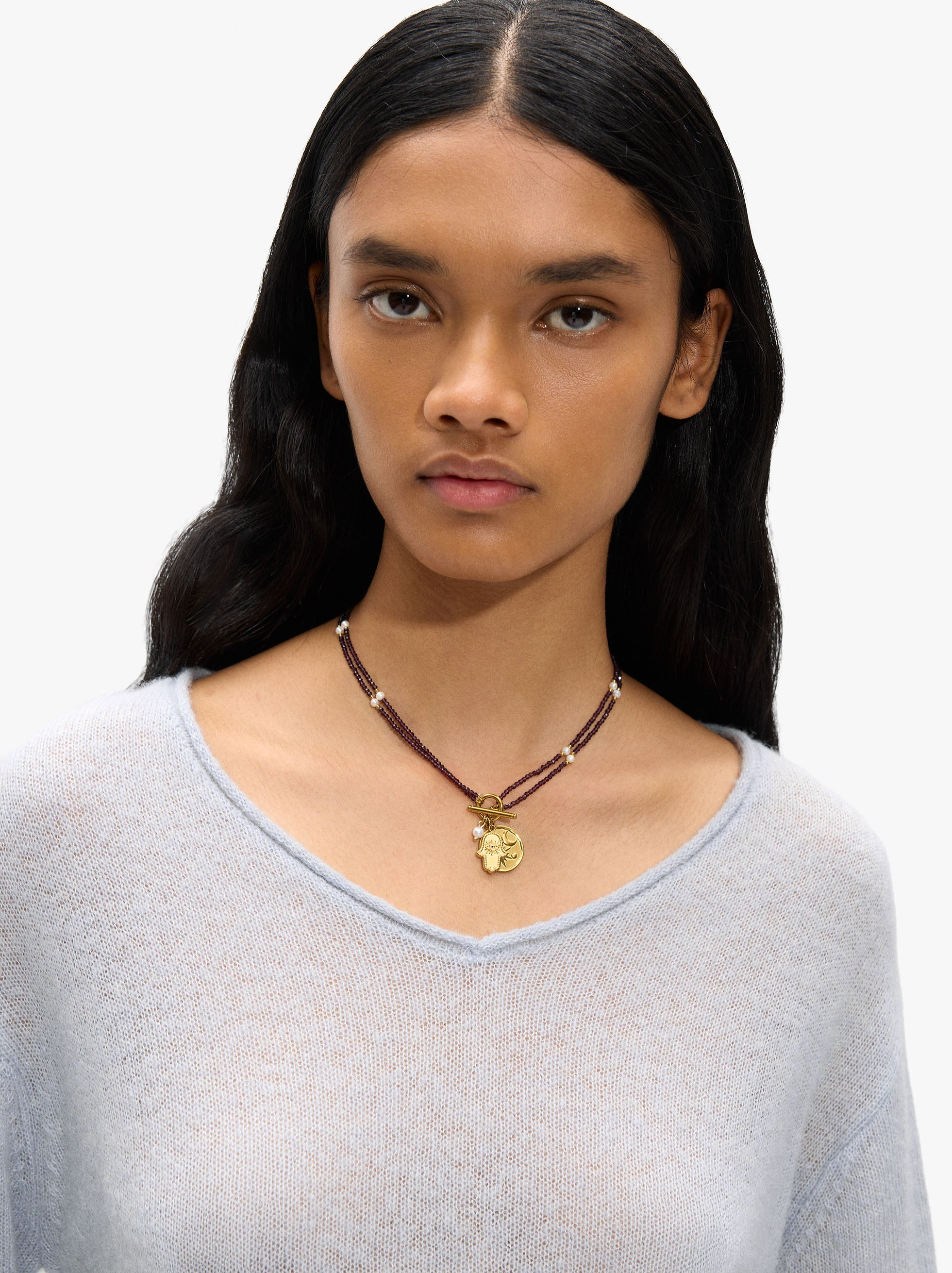 Collar Versátil Con Perlas De Agua Dulce - Acero Inoxidable
