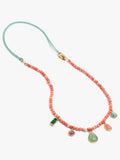 Collar De Cordón Con Cuentas De Piedras - Acero Inoxidable