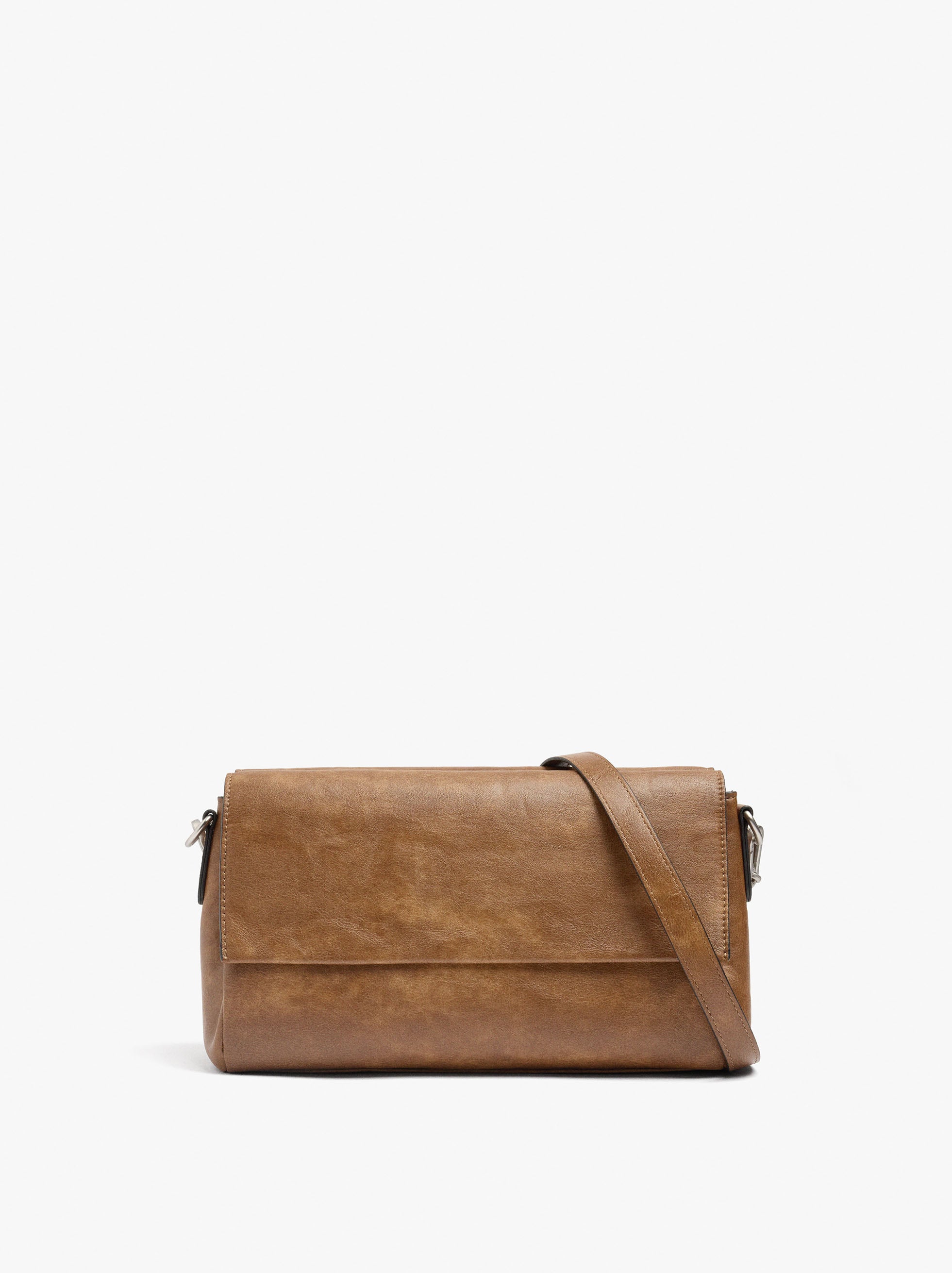 Bolso Bandolera Solapa Doble Con Efecto Craquelado
