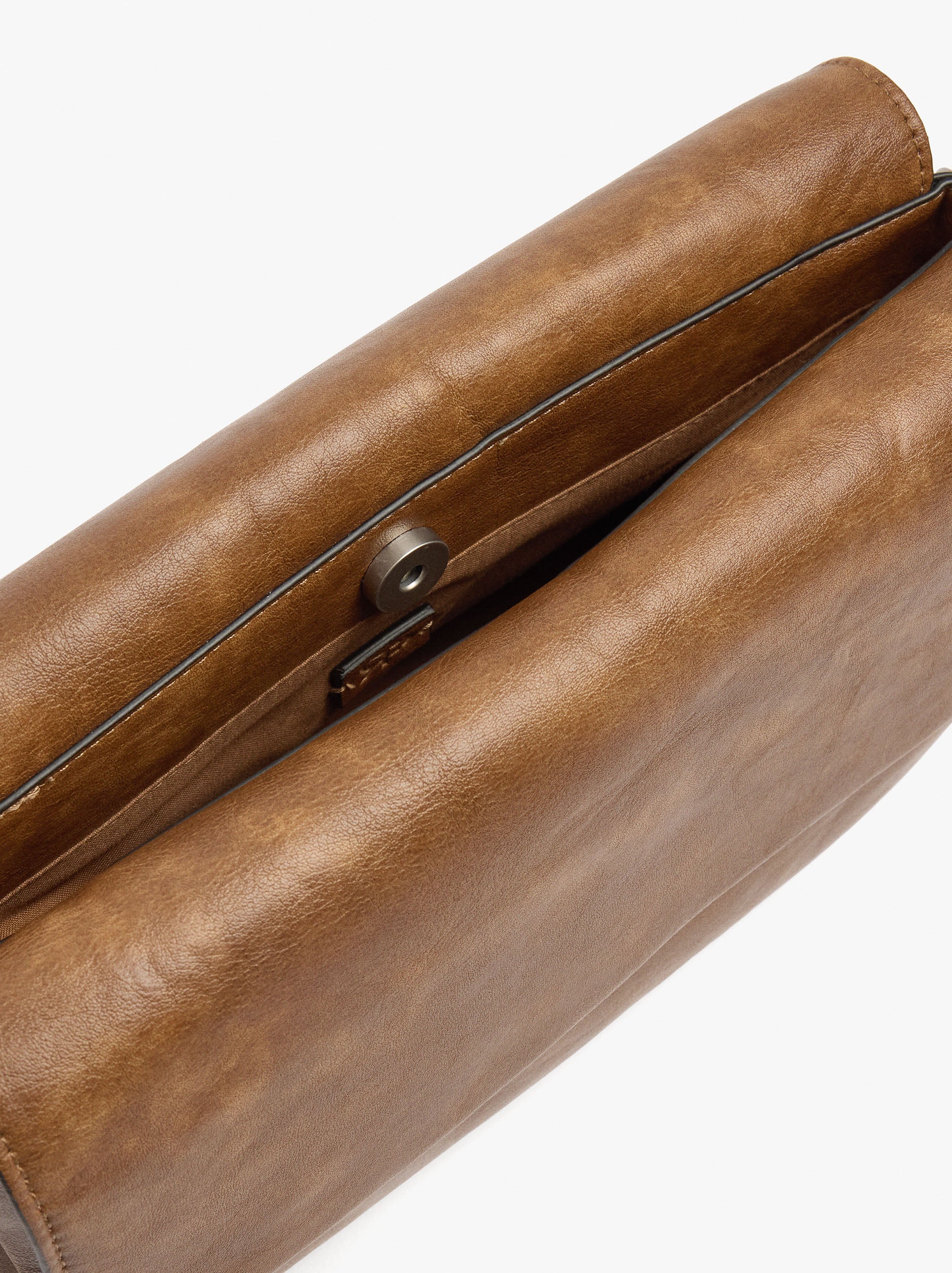 Bolso Bandolera Solapa Doble Con Efecto Craquelado