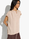 Blusa A Rayas Cuello Mao