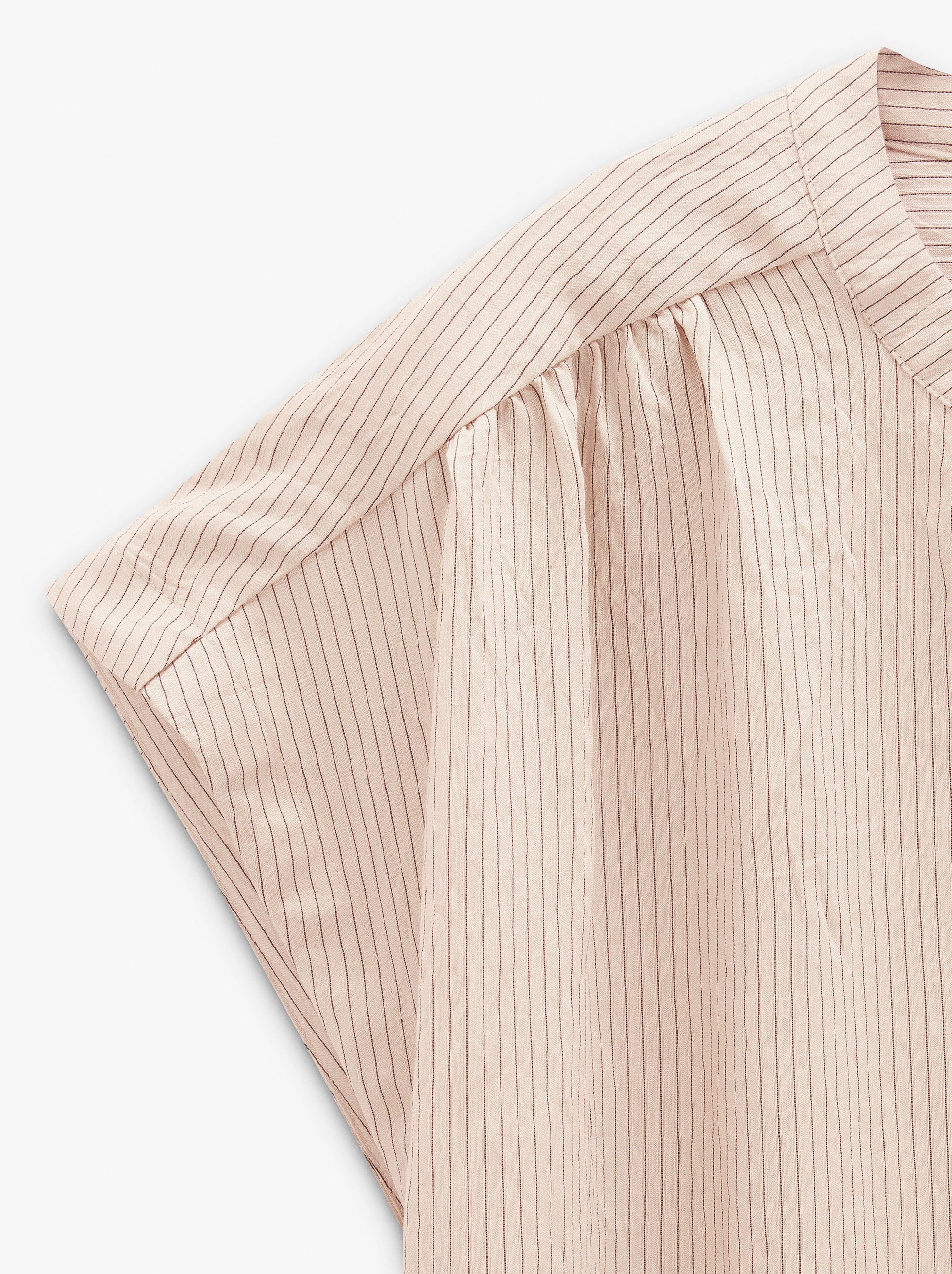 Blusa A Rayas Cuello Mao