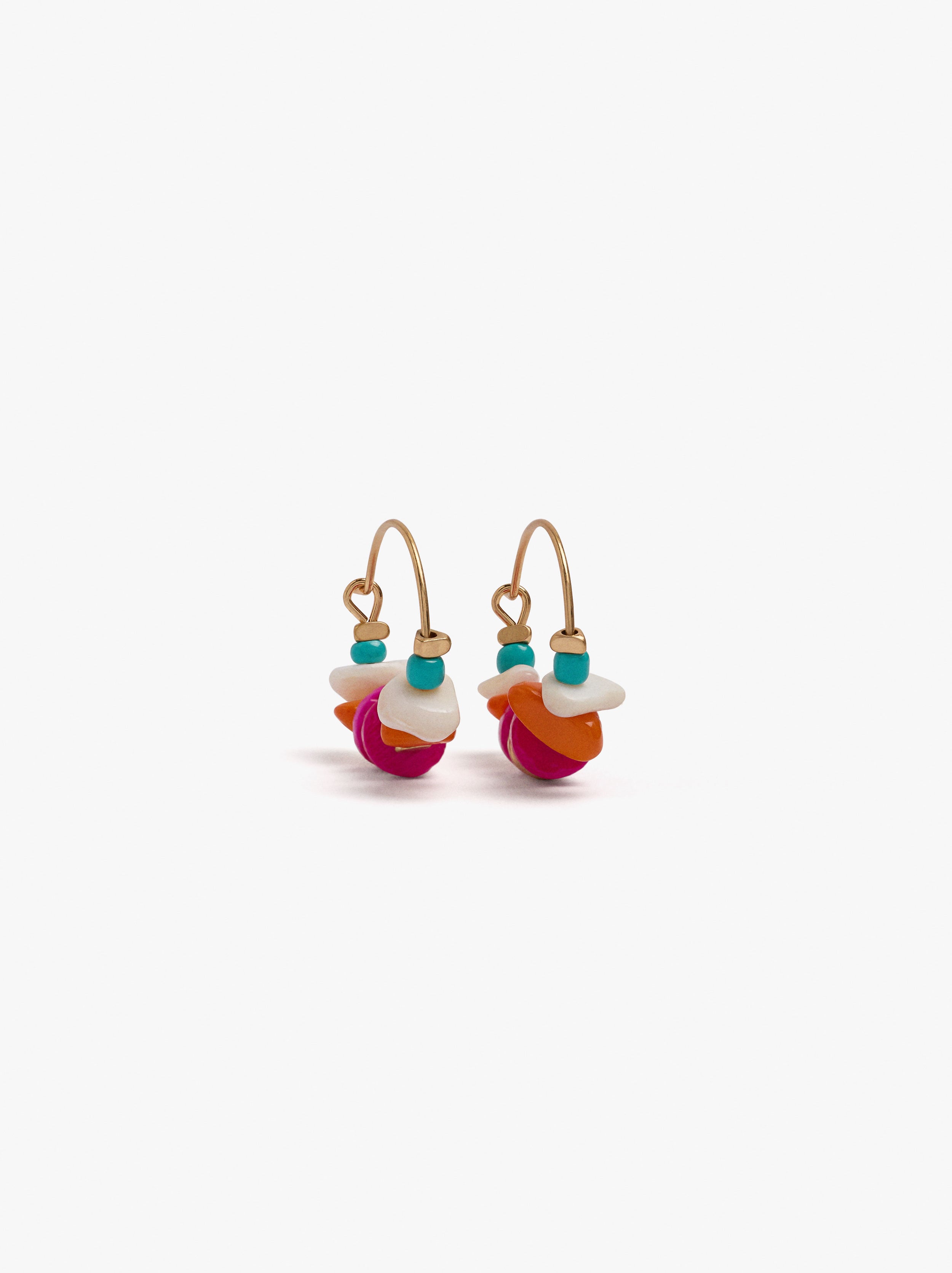 Aros Con Cuentas De Conchas Multicolor