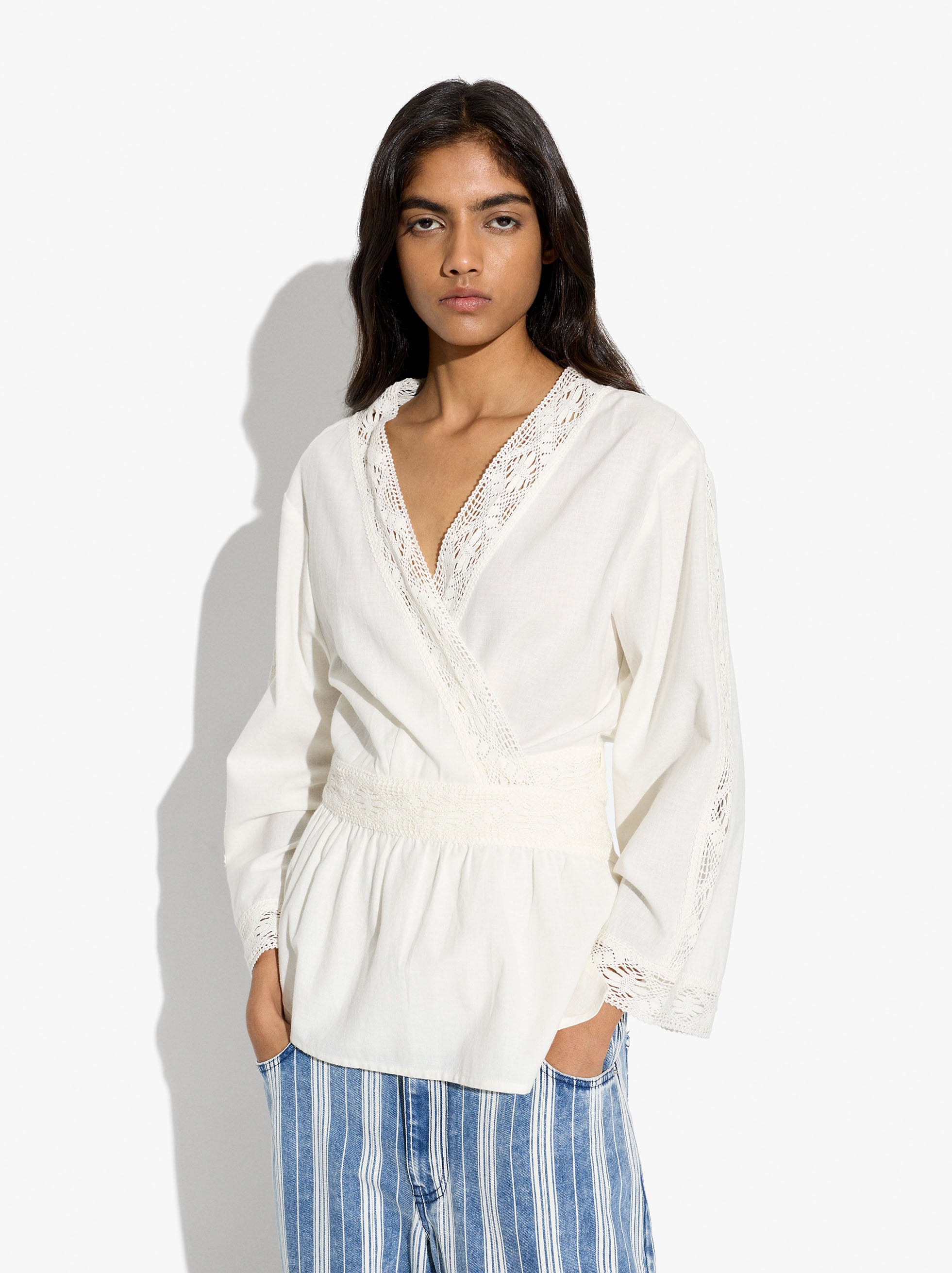 Blusa Con Detalles De Croché 100% Algodón