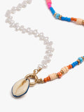 Collar Corto De Cuentas De Vidrio Y Perlas Con Concha