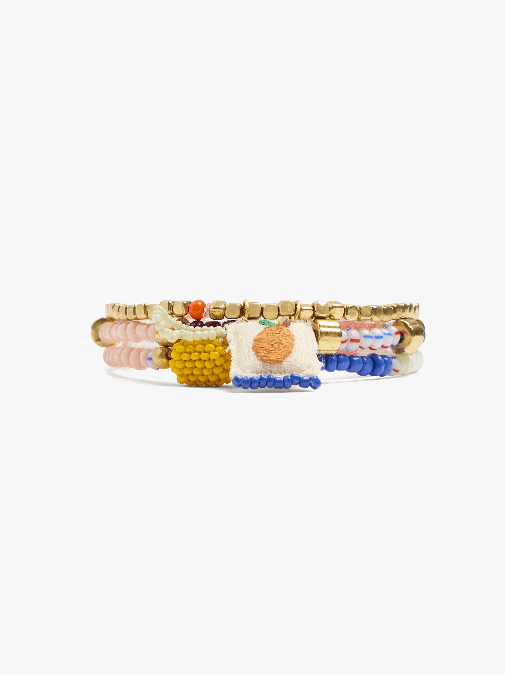 Set De Pulseras Elásticas Con Cuentas Multicolor