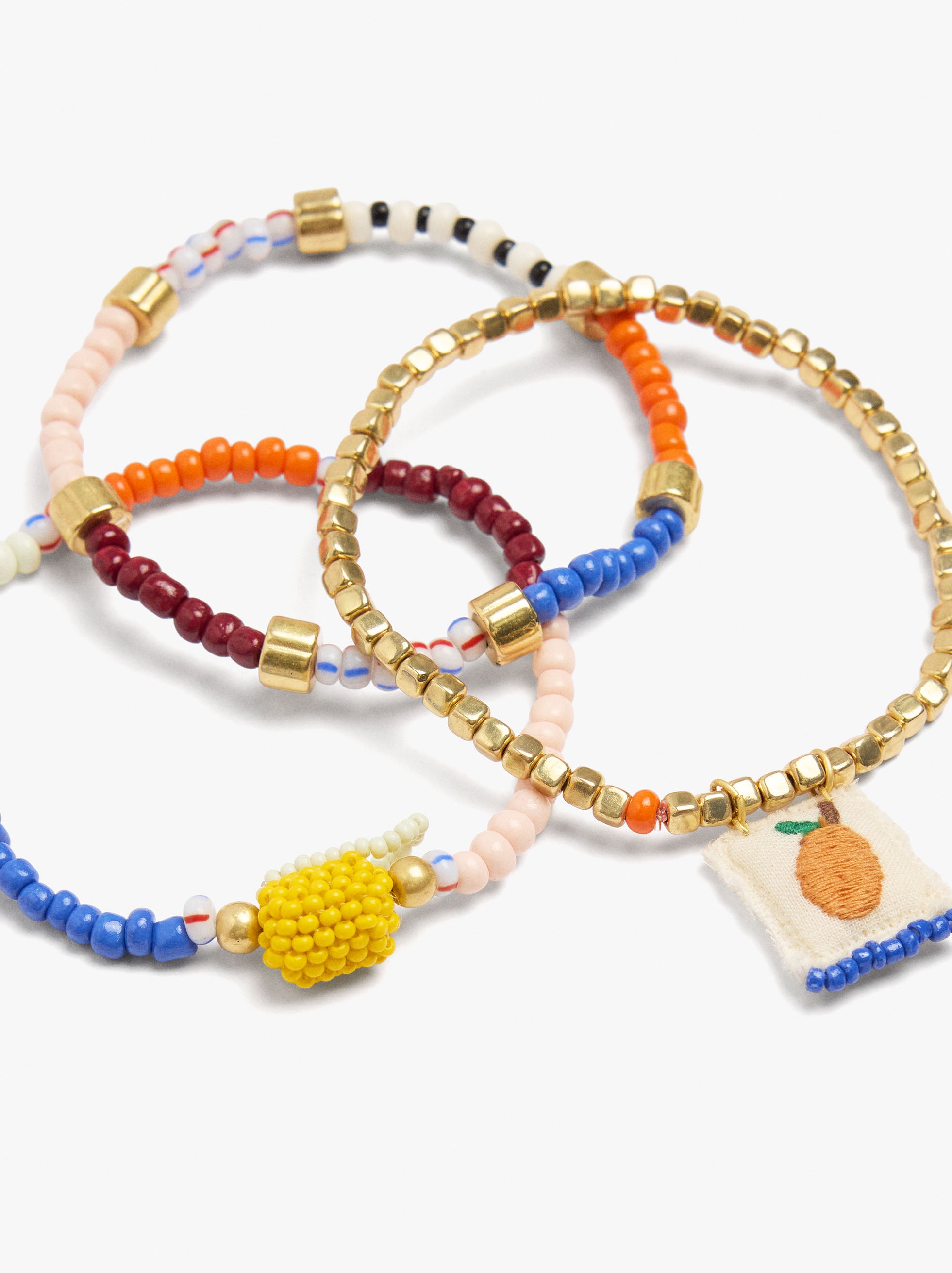 Set De Pulseras Elásticas Con Cuentas Multicolor