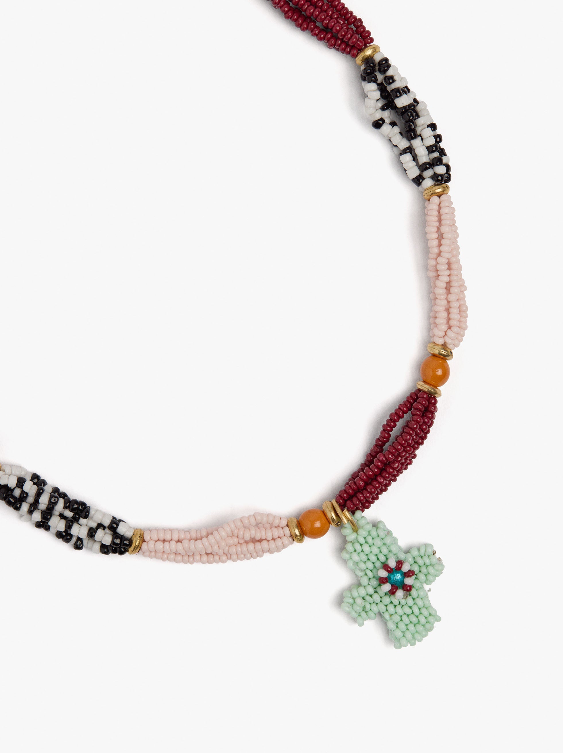 Collar Corto Segmentado Con Abalorios De Vidrio
