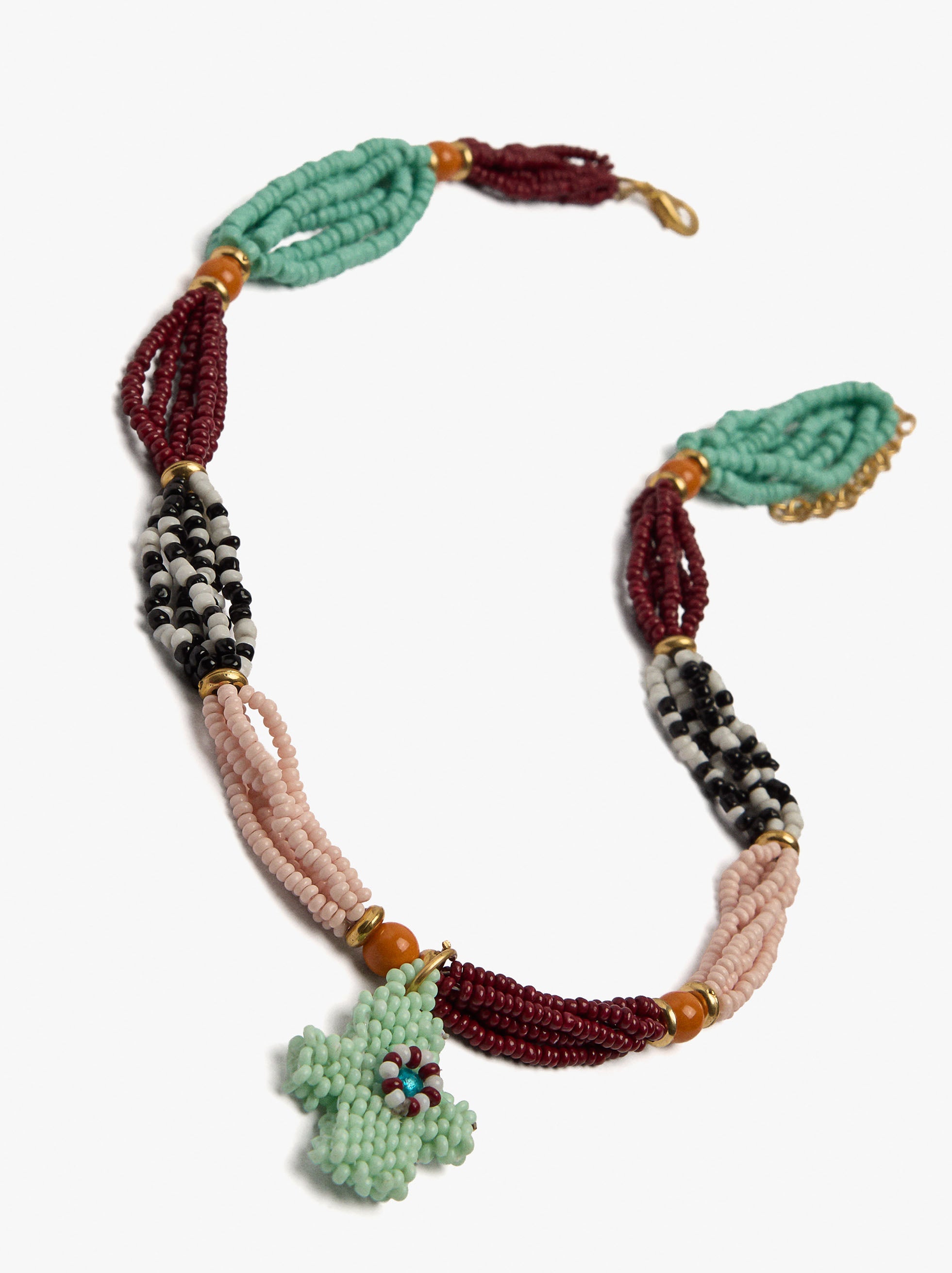 Collar Corto Segmentado Con Abalorios De Vidrio