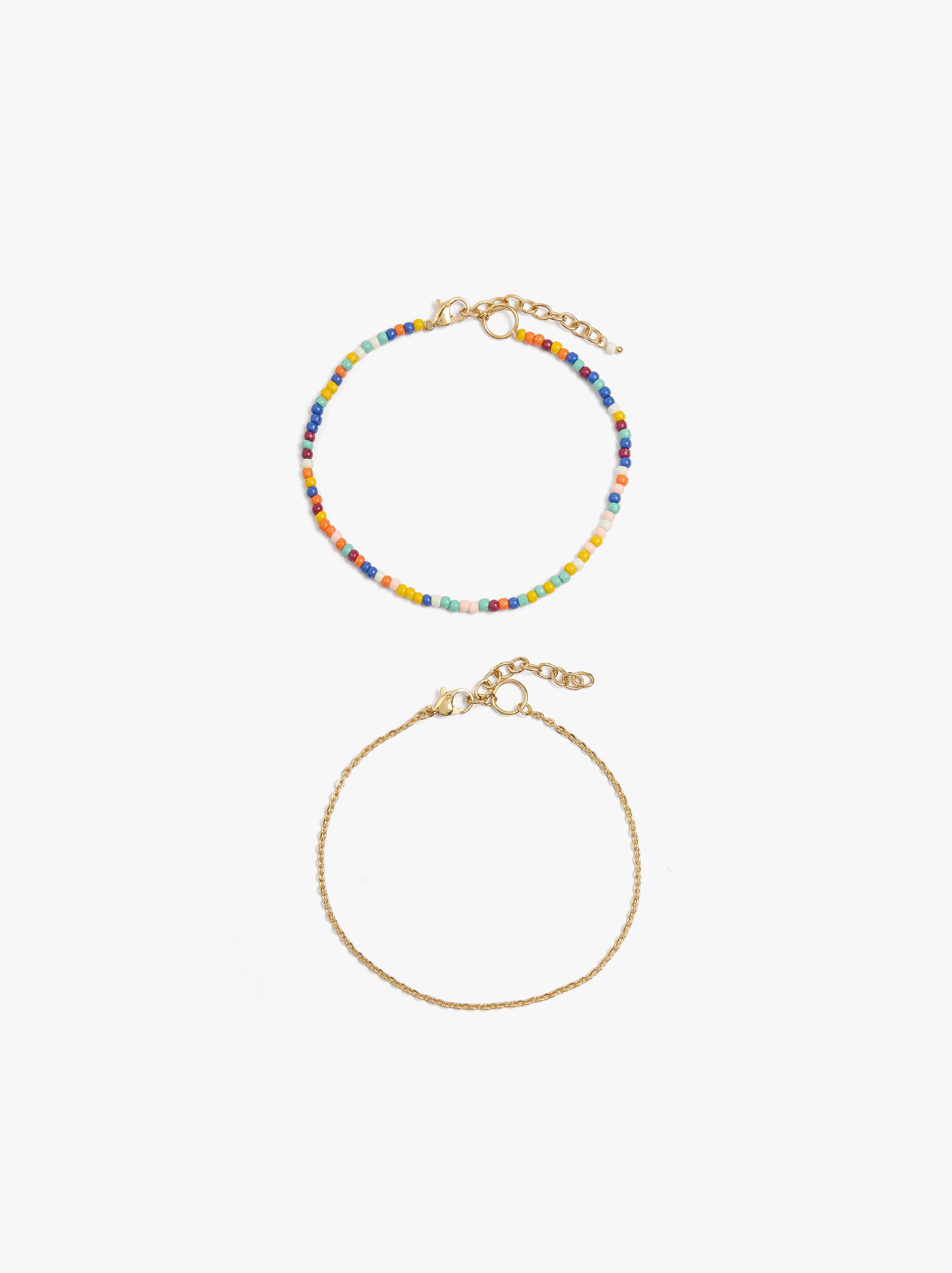 Set De Tobilleras Con Cuentas Multicolor