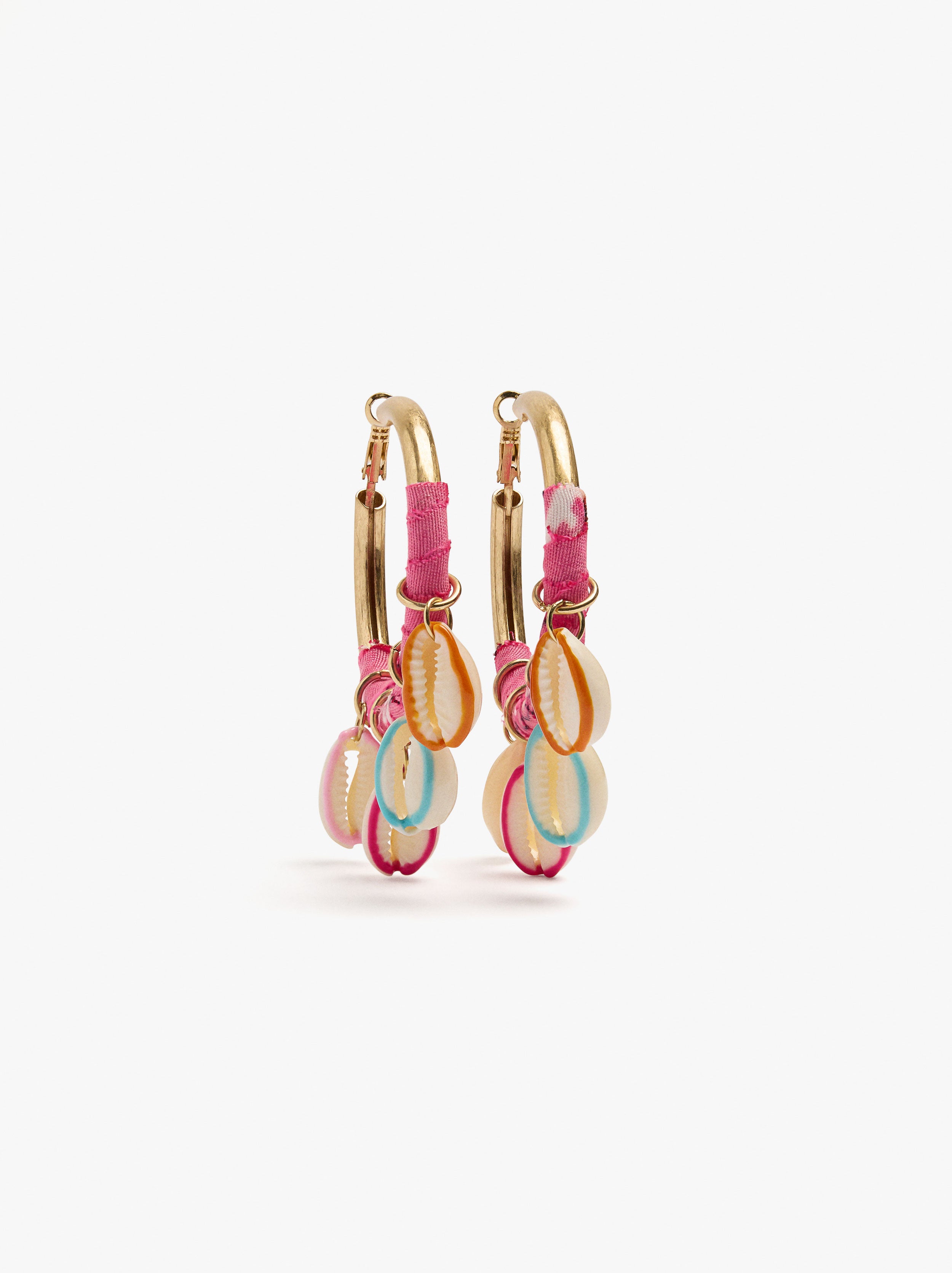 Aros Con Conchas Esmalte Multicolor
