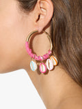 Aros Con Conchas Esmalte Multicolor