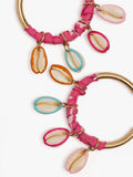 Aros Con Conchas Esmalte Multicolor