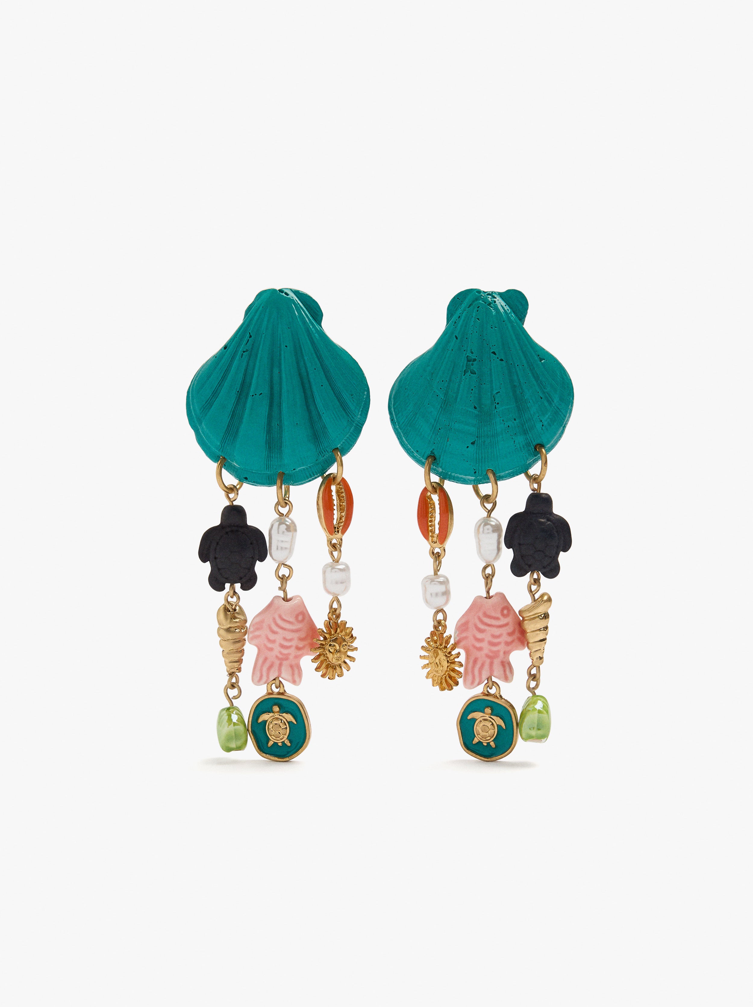 Pendientes Largos Con Charms Marinos